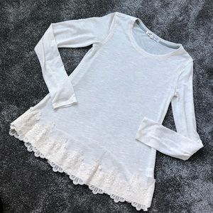 DONATING NEXT WEEK- EUC top with crochet hem